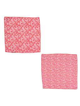 The Tie Hub - Peach Paisley Pink and Floral Microfiber Pocket Square (Pack of 2)