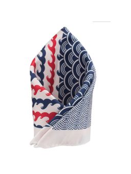 The Tie Hub - Four Square Printed Red and Blue Silk Pocket Square