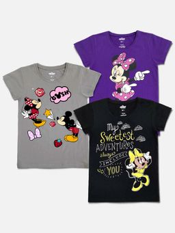 Kidsville - Mickey & Friends Featured T-Shirt for Girls - Multi (Pack of 3)