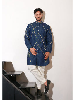 Echke - Blue Denim Printed Kurta with Pant
