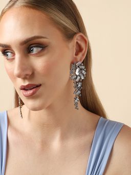 Sohi - Silver Plated Party Designer Stone Drop Earrings for Women
