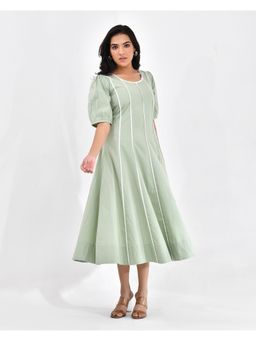 WE'AVE BY SHUBHKARI - Women's Green Poplin Stripes Dress