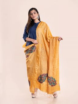 ArtEastri - Mustard Silk Kantha Dupatta