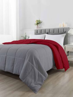 Razzai - Reversible Microfiber Ac Room Burgundy & Grey 100 Gsm Comforter|Single Bed