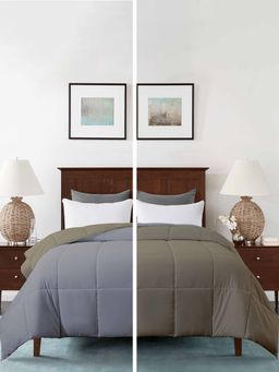 Razzai - Microfiber 200Gsm Reversible All Weather Comforters |Olive & Grey|Single Bed