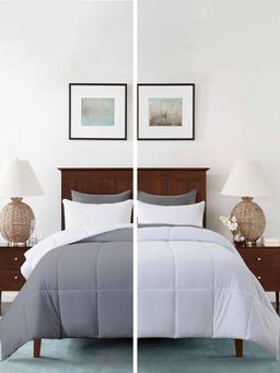 Razzai - Microfiber 200Gsm Reversible All Weather Comforters |White & Grey|Single Bed