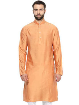 KISAH - Men Peach Solid Kurta