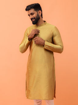 KISAH - Men Yellow Solid Kurta