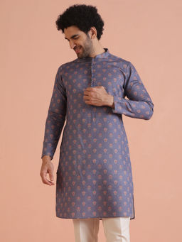 KISAH - Men Grey Digital Print Kurta