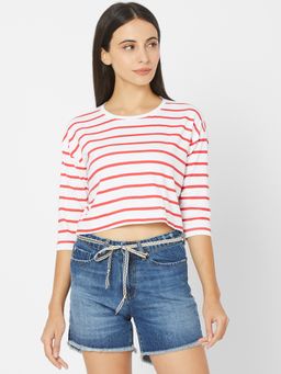 Spykar - Red Cotton Slim Fit T-shirts