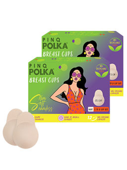 Pinq Polka - Premium Reusable Breast Lift Cup Nude For Push Up/Lift, C-D Cup Size