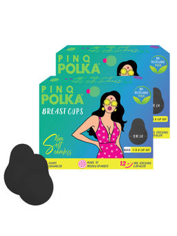 Pinq Polka - Premium Reusable Breast Lift Cup Black For Push Up/Lift, A-B Cup Size