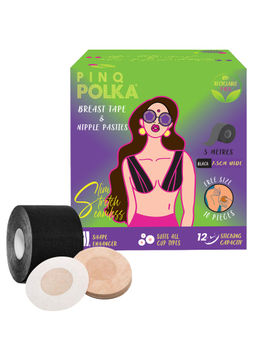 Pinq Polka - Breast Lift Tape Black Non Woven and Spandex, 5 M Long for All Cup Sizes, 1Pc