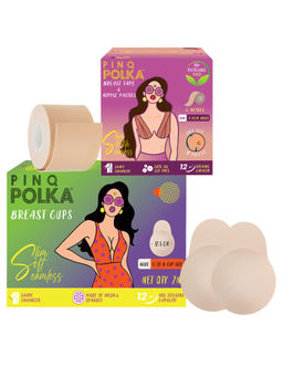 Pinq Polka - Premium Reusable Breast Lift Cup Nude C-D Cup & Disposable Breast Tape