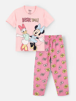 Napchief - Girls Pink Minnie and Daisy T-Shirt & Pyjama (Set of 2)