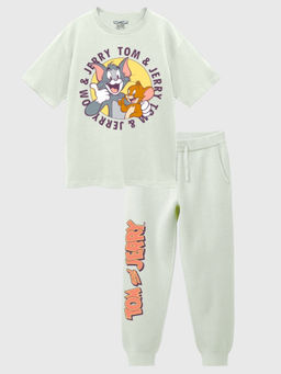 Napchief - Unisex Green Tom and Jerry Half Sleeve T-Shirt & Pyjama (Set of 2)