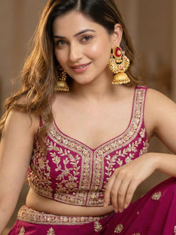 LUCKY JEWELLERY - Traditional Kashmiri Jhumkas With Ruby Stone And Ghungroo - Designer Earrings