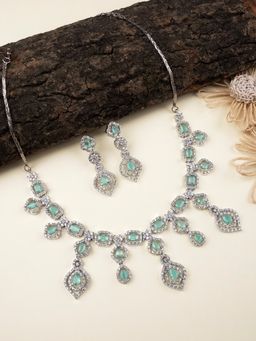 STILEADDA - Luxury Look Turquoise American Diamond Necklace Set
