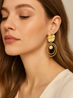VIEN - Minimal Gold-Plated Earrings for Women White