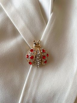 AMOSSH - Red Studded Bug Brooch