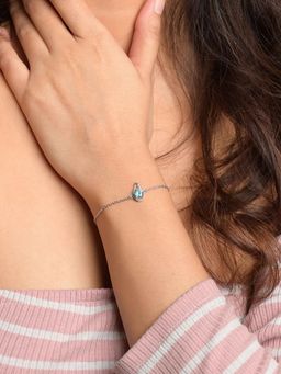 CLARA - 925 Silver Platinum Plated Sky Blue Eye Bracelet Women