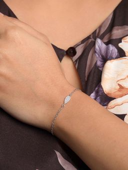 CLARA - 925 Silver Platinum Plated Foglia Leaf Bracelet Women