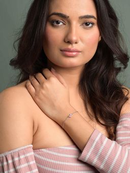 CLARA - 925 Silver Platinum Plated Toi Et Moi Solitaire Bracelet Women