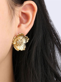 VIEN - Minimal Gold-Plated Earrings for Women White