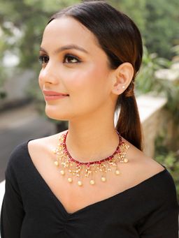 Kraft Smiths - Ruby And Pearl Droplet Necklace