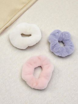 Accessher - Fluffy Faux Fur Scrunchies Soft Stretchy Non-Slip Hair Ties (Pack Of 3)
