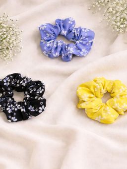 Accessher - Polka Dot Fabric Scrunchies Soft Stretchy Hair Ties (Pack Of 3) Multi-Color