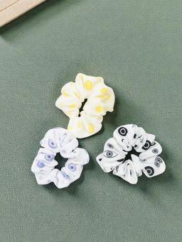 Accessher - Polka Dot Fabric Scrunchies Stretchy Strong Hold Hair Ties (Pack Of 3)