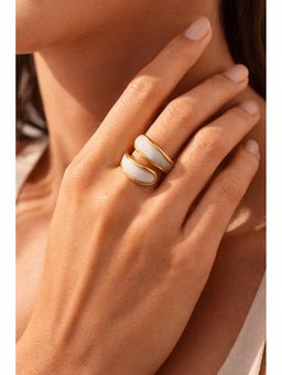 Niska - Serene Duo-Tone Anti Tarnish Layer Ring White