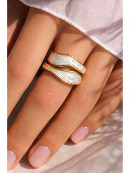 Niska - Serene Duo-Tone Anti Tarnish Layer Ring White