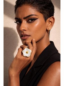 Niska - Serene Duo-Tone Anti Tarnish Layer Ring White