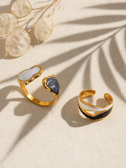 Niska - Anti Tarnish Ring Set Of Two Multi-Color