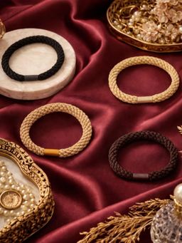 Accessher - Braided Elastic Rubber Bands Stretchable Strong Grip Hair Ties (Pack Of 4)