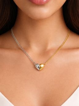ToniQ - Dual-Toned Heart Pendant Necklace