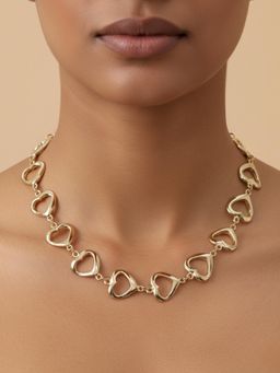 ToniQ - Romantic Link Gold Heart Choker Necklace