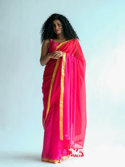 Suta - Solid Pink Zari Saree