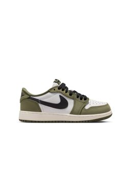 Nike - Kids Air Jordan 1 Retro Low "Medium Olive and Summit White" Sneakers
