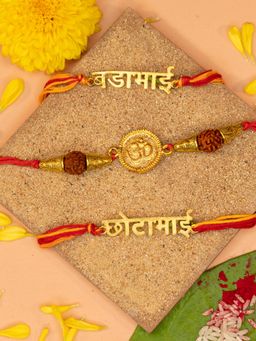Yellow Chimes - Traditional Gold Plated Rakhi Set