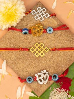 Yellow Chimes - Traditional Gold Plated Rakhi Set