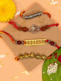 Yellow Chimes - Traditional Gold Plated Rakhi Set