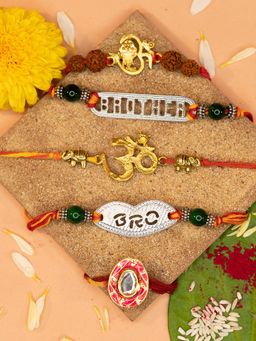 Yellow Chimes - Traditional Gold Plated Rakhi Set