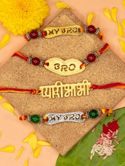 Yellow Chimes - Traditional Gold Plated Rakhi Set