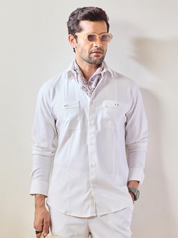 MR BUTTON - White Men Opaque Casual Shirt