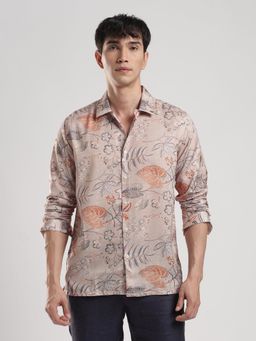 MR BUTTON - Men Floral Printed Collar Neck Casual Shirt