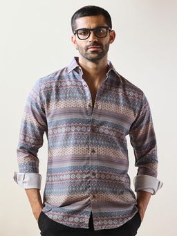 MR BUTTON - Men Ethnic Motifs Printed Collar Neck Casual Shirt