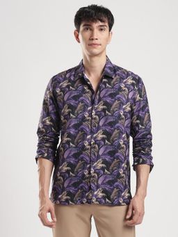 MR BUTTON - Men Floral Printed Collar Neck Casual Shirt
